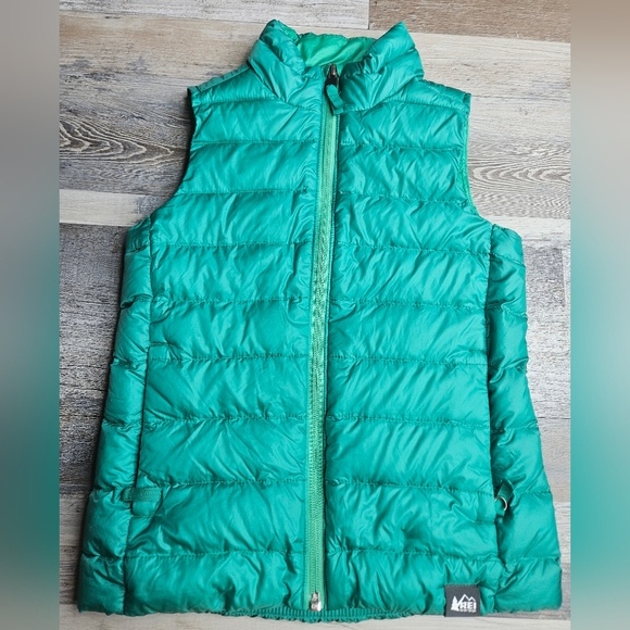 REI Youth XS (6-7) Puffer Vest Down Filles Teal Green - Picture 1 of 7